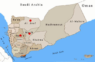 Map showing Yemen's provinces
